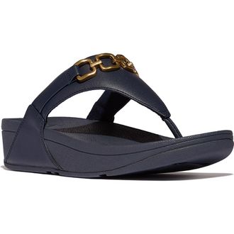FitFlop Lulu Square Chain Sandal in Midnight Navy at Nordstrom, Size 10