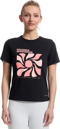 Columbia Sun Trektm Graphic Short Sleeve III Womens Clothing Black/Wavy Rays : XL, Cotton/Elastane/Lycra