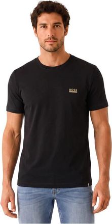 HUGO BOSS T-shirt met ronde hals en korte mouwen - Heren - T-shirts - Zwart - L - Katoen - Tops