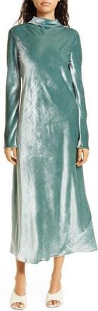 Vince Tie Back Mock Neck Long Sleeve Velvet Maxi Dress in Aegean at Nordstrom Rack, Size Xx-Small