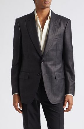 Tom Ford OConnor Herringbone Dinner Jacket in Black at Nordstrom, Size 52