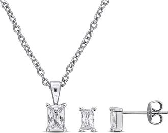 Delmar Rectangular Cubic Zirconia Earrings & Necklace Set in White at Nordstrom Rack