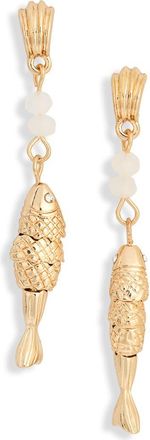 Nordstrom Rack Beaded Fish Drop Earrings in White Multi- Gold at Nordstrom Rack