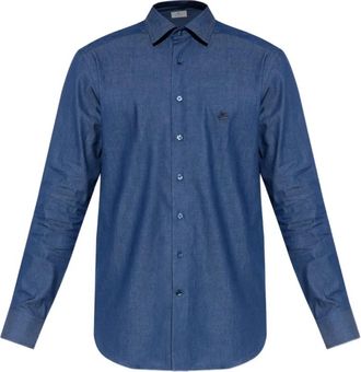 Etro Blauw Klassiek Roma Shirt met Denim Effect - Heren - Casual Overhemden - Blauw - M - Denim - Overhemden