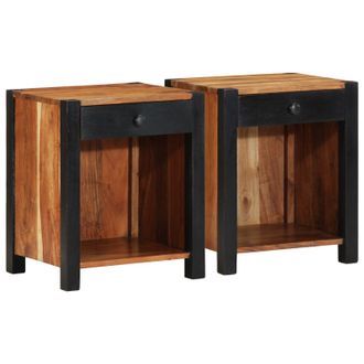 Berkfield Home Bedside Cabinets 2 pcs 40x35x50 cm Solid Wood Acacia in Brown | Size: 40 x 35 x 50 cm