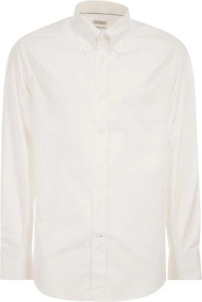 Brunello Cucinelli Klassiek Passende Button-Down Overhemd - Heren - Zakelijke Overhemden - Wit - 2XL - Katoen - Overhemden