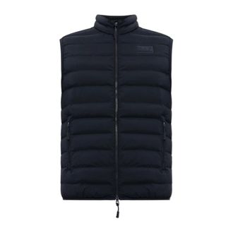 Emporio Armani Ge&iuml;soleerd Vest met Opstaande Kraag - Heren - Bodywarmers - Blauw - L - Leer - Jassen