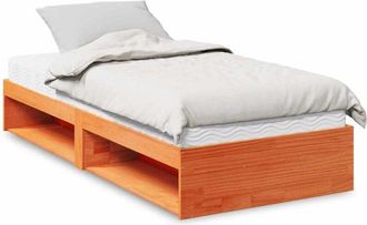 vidaXL Vidaxl - Sof&aacute; Cama Con Colch&oacute;n Madera Maciza Pino Marr&oacute;n Cera 80x200 Cm