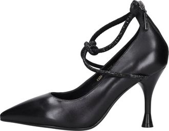 Emanuelle Vee Met Hak Zwart - Dames - Pumps - Zwart - 40 EU - Leer - Schoenen