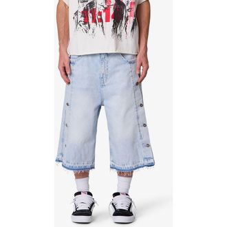 mnml Ultra Baggy Offset Button Crop Jeans in Light Blue at Nordstrom, Size 30