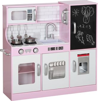 OEM Cocina Para Ni&ntilde;os De +3 A&ntilde;os Con Accesorios Para Cocinar Pizarra M&aacute;quina De Hielo Y Tel&eacute;fono 83,8x26,8x81 Cm Rosa