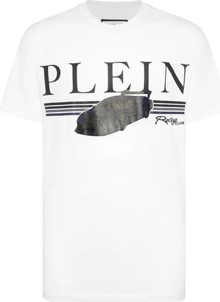 Philipp Plein Jersey T-shirt Ronde Hals Cars Racing - Heren - T-shirts - Wit - 3XL - Katoen - Tops
