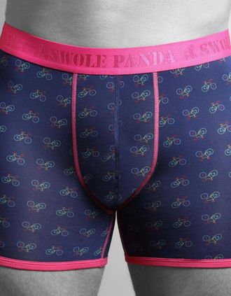 Swole Panda Mens Bicycles Bamboo Boxer Brief, Blue/pink - Navy - Size: XL 36-40 / 92-102cm