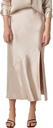 Lilla P Satin Slit Front Skirt In Angora