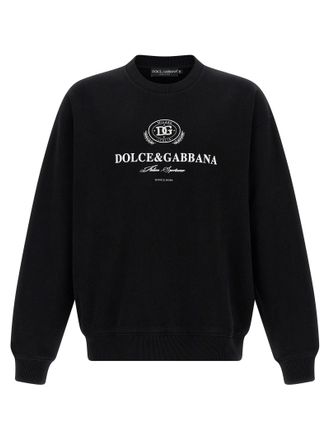 【送料&関税込】Dolce & Gabbana Black Cotton Sweatshirt Jersey sweatshirt with DG logo print in Black for Men