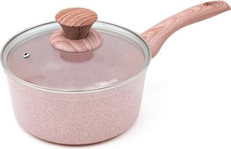 Bisetti Casserole &oslash; 18 cm Stonerose with lid handle design natural rose wood