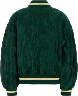 Loewe Womens Jacket Bomber Green Polyester Metallic Fiber