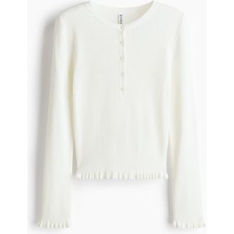 H&M Rib-knit Top in White at Nordstrom, Size Xx-Large