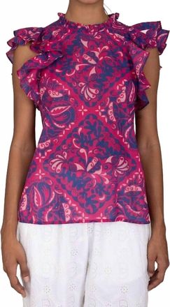 Banjanan Banjanan Klara Ruffled Shoulder Top In Fuchsia