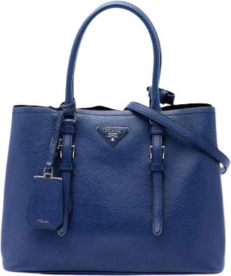 Prada Pre-owned Satchel Bag - Dames - Vintage Handtas - Blauw - ONE Size - Leer - Vintage
