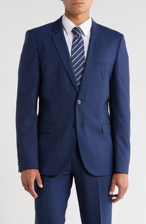 HUGO BOSS Arti Plaid Wool Sport Coat in Dark Blue at Nordstrom Rack, Size 42 Regular