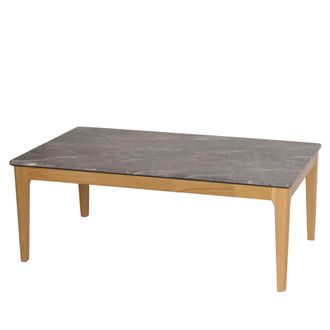 Mendler Mesa De Centro Hhg-649, Mesa Auxiliar Mesa De Sof&aacute;, Madera Maciza Hdf Laminado Melamina 46x120x70cm, Aspecto M&aacute;rmol/piedra Patas Claras