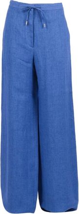 Max Mara Pantalone lungo Pelota - Dames - Wijde Broeken - Blauw - XS - Broeken