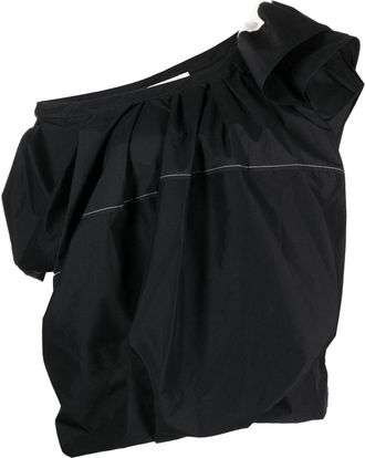 3.1 Phillip Lim gathered-detail off-shoulder blouse - women - Polyester/Cotton - S - Black