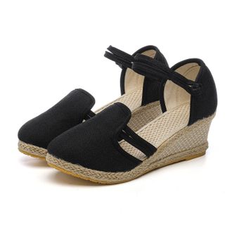 Generic Womens Espadrilles Wedge Sandals Summer Casual Closed Toe Sandal Comfortable Breathable Platform Low Heels Cute Shoes Flatform Heeled Shoes Ankle Stra