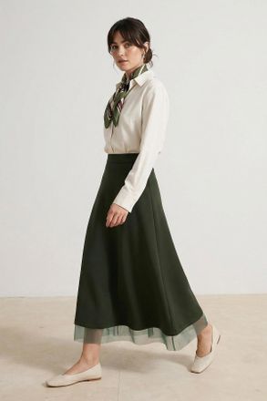 Trendyol Modest Dames Kaki Effen Maxi Modest Rokken