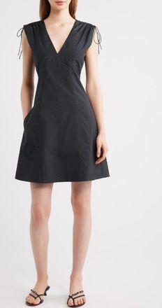 Rag & Bone Emmet Tie Shoulder Sleeveless Fit & Flare Dress in Black at Nordstrom, Size 16
