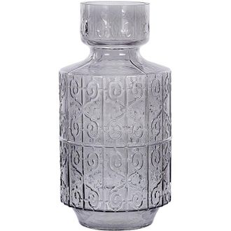 Beliani Florero De Vidrio Gris 33 Cm Jarr&oacute;n Sobremesa Moderno Decoraci&oacute;n Dikella