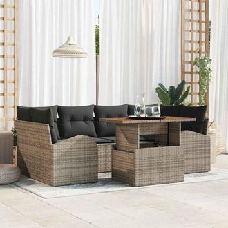 vidaXL Conjunto De Sof&aacute; De Jard&iacute;n Manual 7 Pcs Gris 100 X 55 X 73 Cm Vidaxl