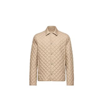 Moncler Moncler Avrelie Diamond Quilted Padded Shirt Jacket, Men, Beige, Size: 4