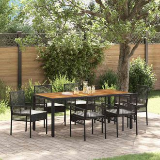 vidaXL Conjunto De Comedor De Jard&iacute;n 7 Pcs Negro Polirat&aacute;n Vidaxl