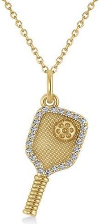Allurez Natural Diamond Pickleball Paddle Pendant Necklace 14k in 0.24Ct, Yellow Gold at Nordstrom, Size 18