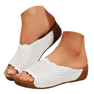 Generic Summer Wedges Shoes Women Slippers Bohemian Sandals Fashion Soft Breathable Insole And Non Slip Rubber Outsole Womens Sandals (White, 7.5)