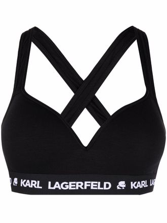 Karl Lagerfeld Reggiseno con banda logata - Nero