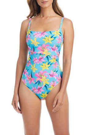 Bleu Rod Beattie Floral Underwire One-Piece Swimsuit in Waterfall at Nordstrom, Size 12