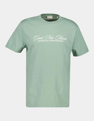 GANT Mens GANT Mens Logo Graphic Short Sleeve T-Shirt - 308 Surplus Mint - Green - Size: 42