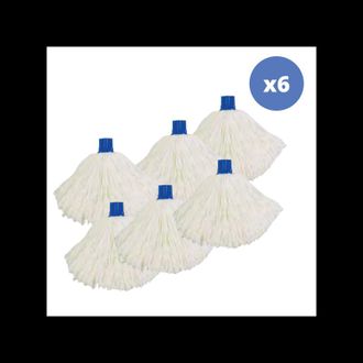 MSV Msv - Juego De 6 Flecos De Fregona De Recambio En Microfibra 150gr Punta Hexagonal Blanco