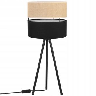 OEM L&aacute;mpara De Mesa Pantalla De Yute 20 Cm Negro