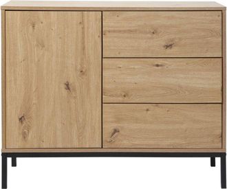 Calicosy Calicosy - Cassettiera 1 Anta 3 Cassetti Effetto Rovere L90 x H80 cm - lenny