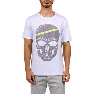 Maceoo Pixel Skull Cotton Graphic T-Shirt in White at Nordstrom, Size 2