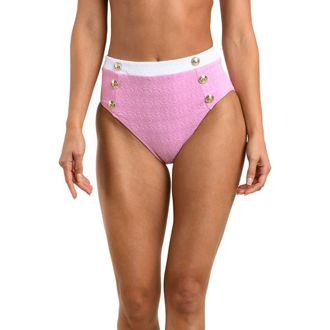 L'agence Vanessa Colorblock High Waist Bikini Bottoms in Blush at Nordstrom, Size X-Small