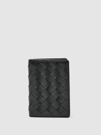 Reiss Black Leather Large Lattice-effect Cardholder