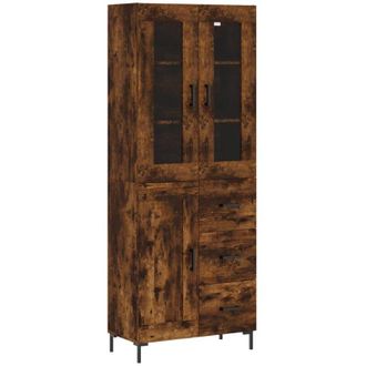 vidaXL Aparador Alto Madera Contrachapada Roble Ahumado 69,5x34x180 Cm Vidaxl