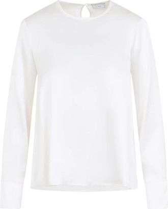 PESERICO Zijden Blouse - Dames - Blouses - Wit - XS - Satijn - Overhemden