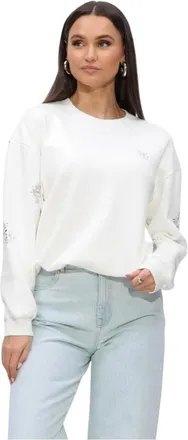 Nukus Nukus, Hoodies & sweatvesten, Dames, Wit, XS, Polyester, Suzanne Pullover Paillet