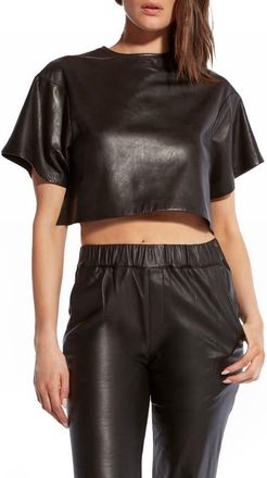 AS by DF Beck Upcycled Leather Tee in Black at Nordstrom, Size Small